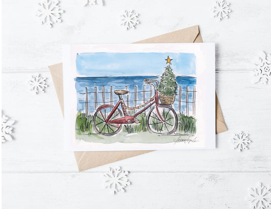 "A Christmas Bike to the Beach" Holiday Card