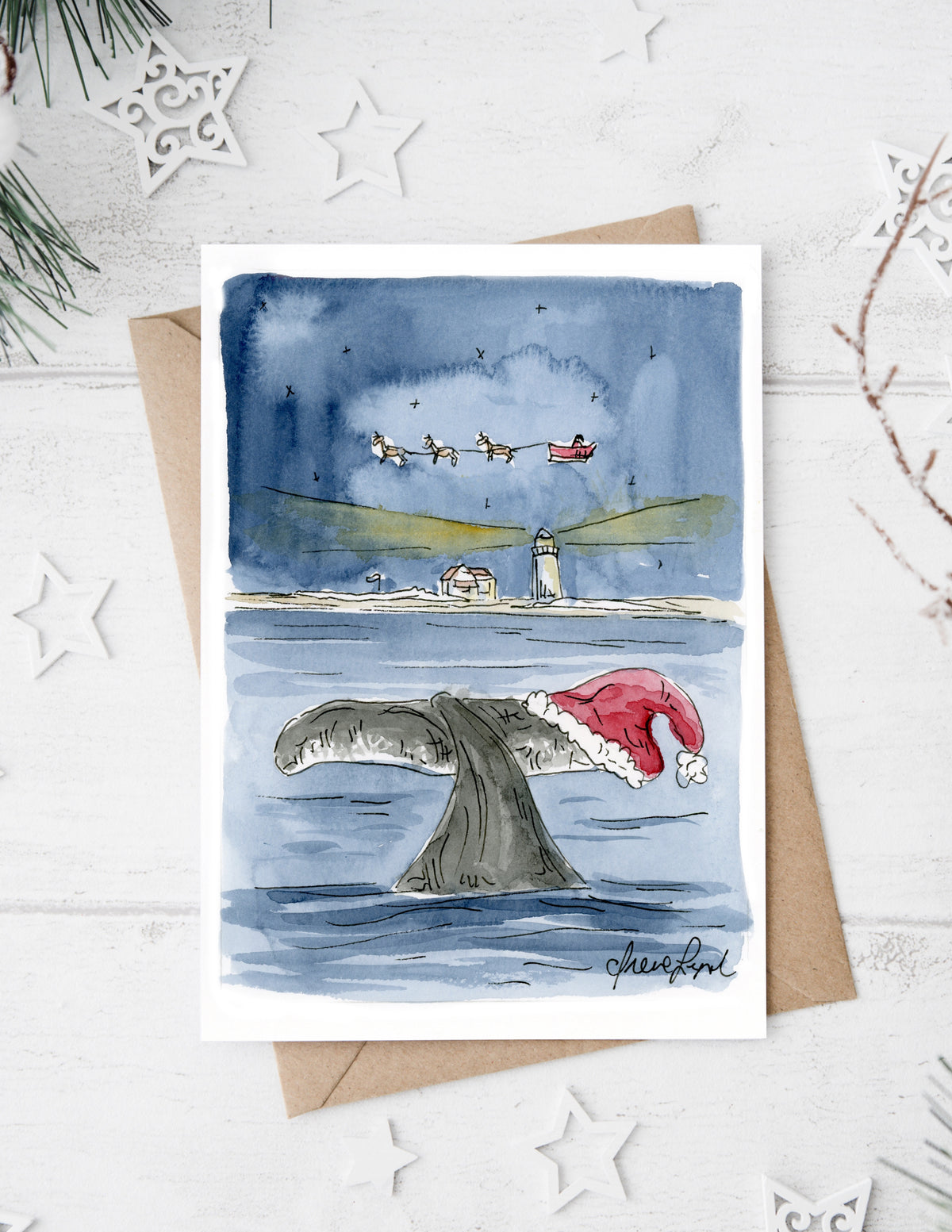"Whale Watching for Christmas" Holiday Card