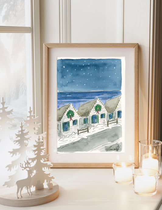 christmas cape cod holiday art print days cottages truro
