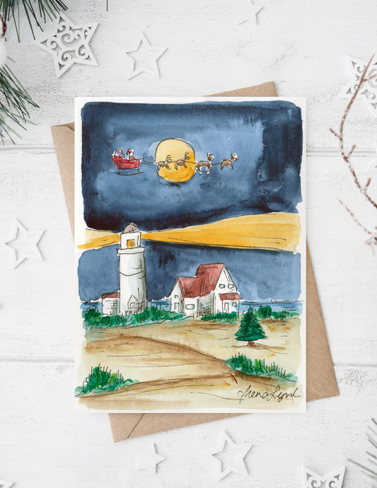 "Christmas Eve at Race Point Lighthouse" Holiday Card