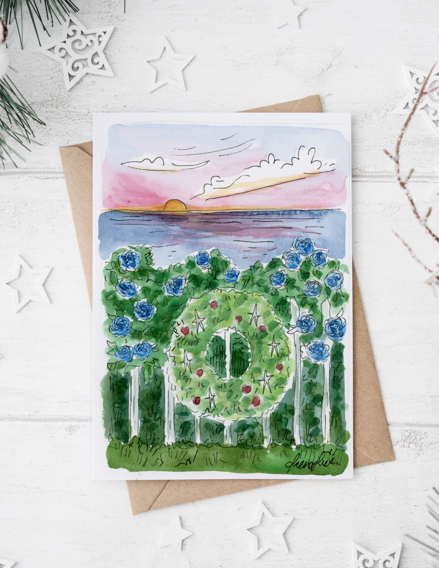 "Deck the White Picket Fence" Holiday Card