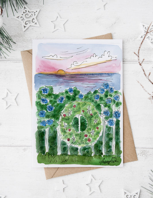 "Deck the White Picket Fence" Holiday Card