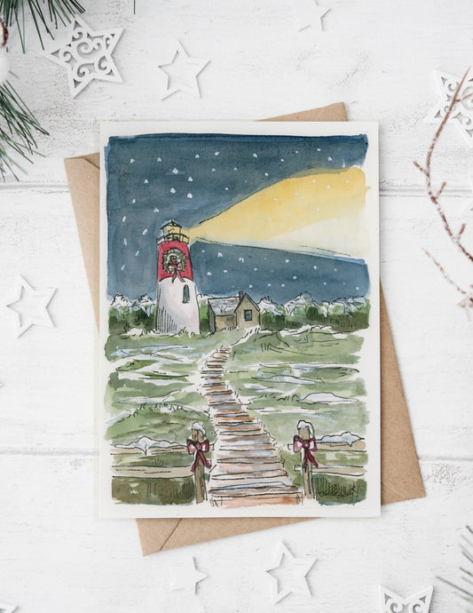 "Nauset Light at the Holidays" Holiday Card