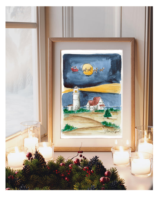 christmas cape cod holiday art print race point provincetown
