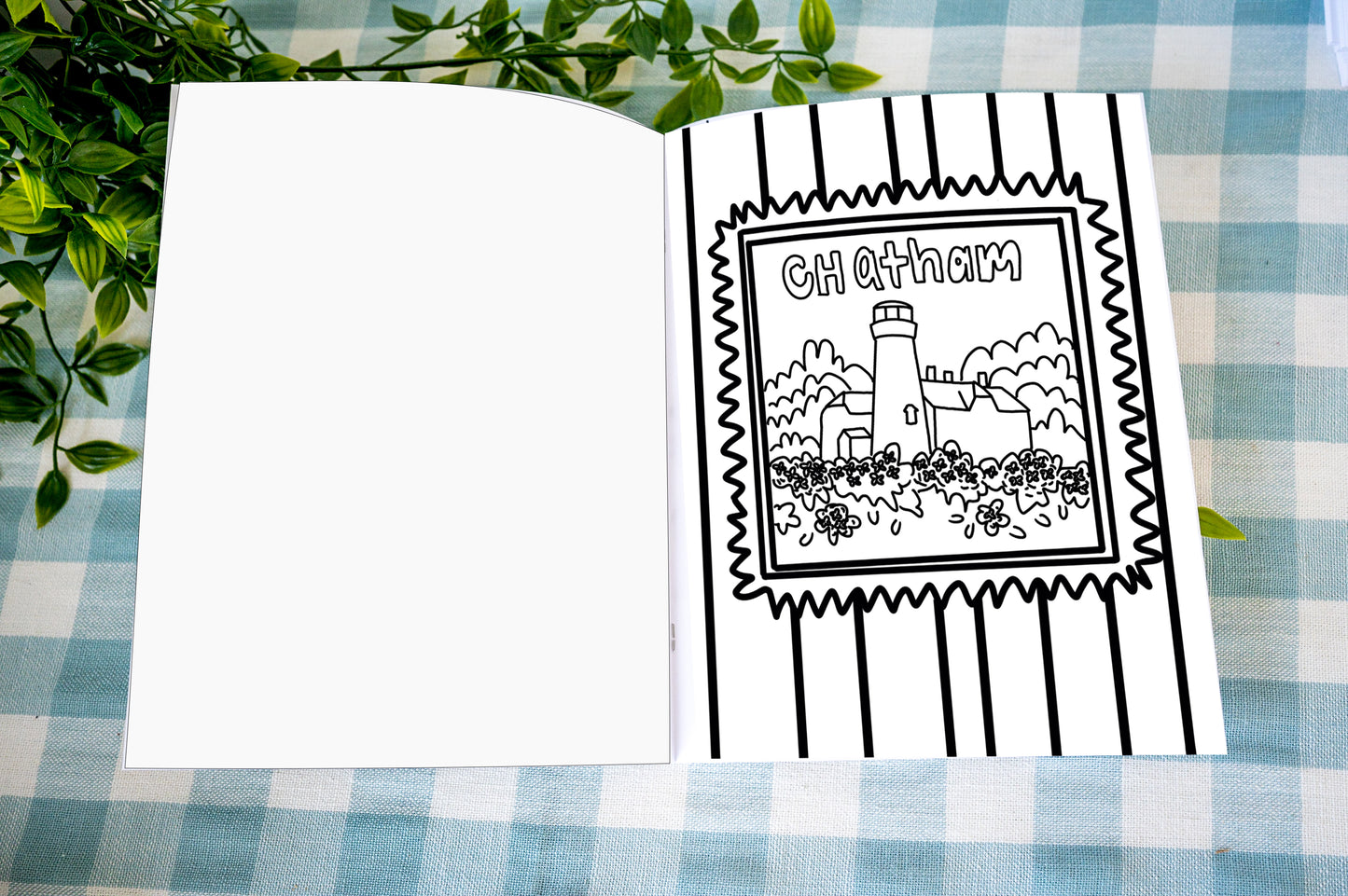 Explore 13 Cape Cod towns in this charming stamp-style coloring book! A perfect gift or keepsake for kids, adults, travelers, and Cape lovers of all ages.