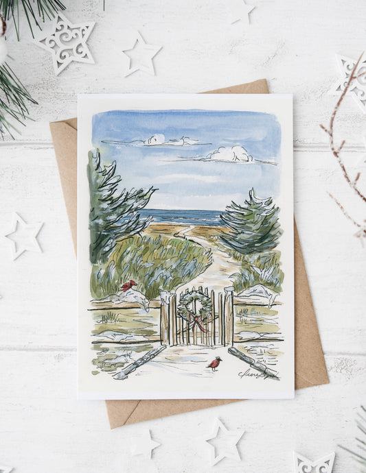 "Our Cape Cod Beach Paths During Winter" Holiday Card