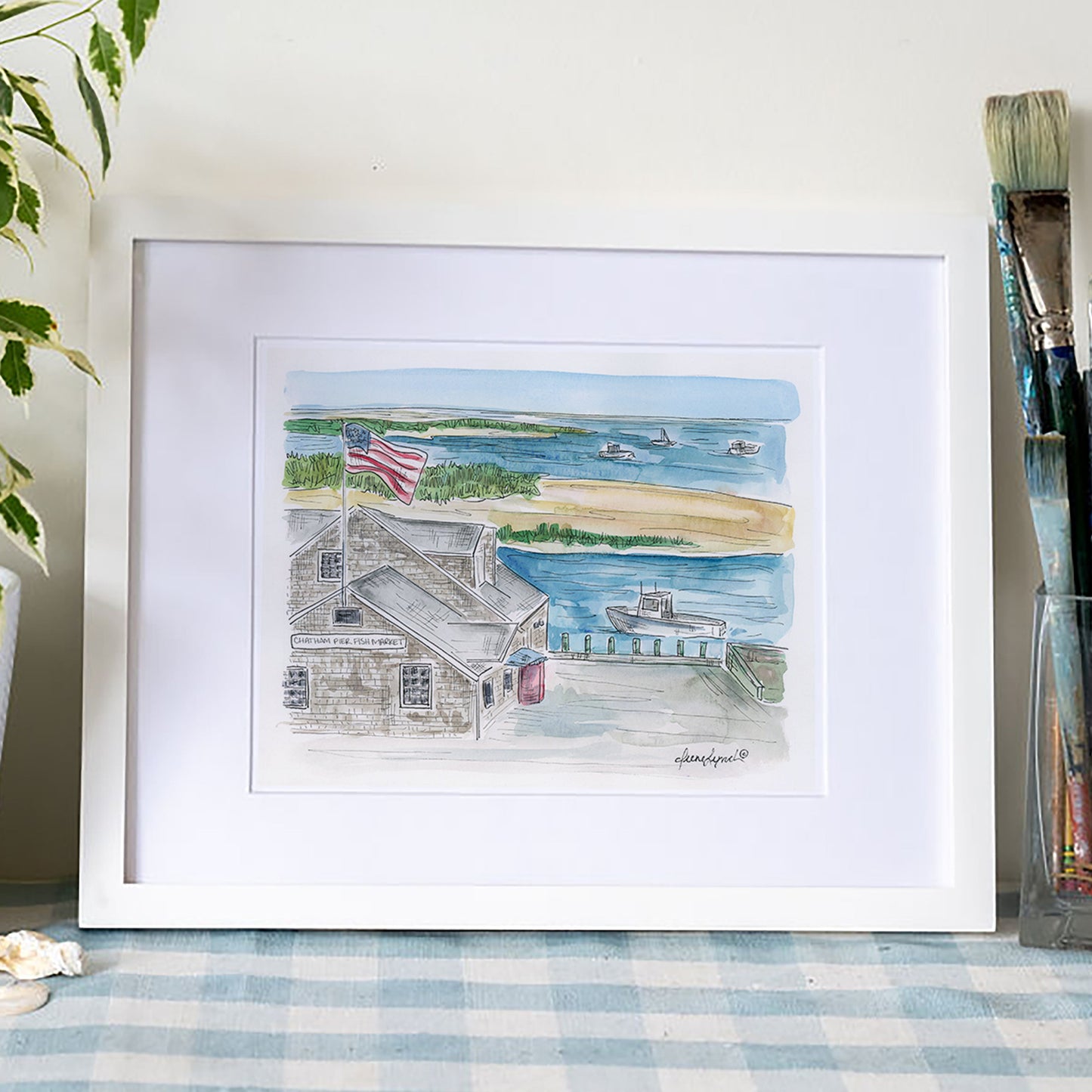 Chatham Pier Fish Market Art Print – Cape Cod Watercolor Coastal Wall Art