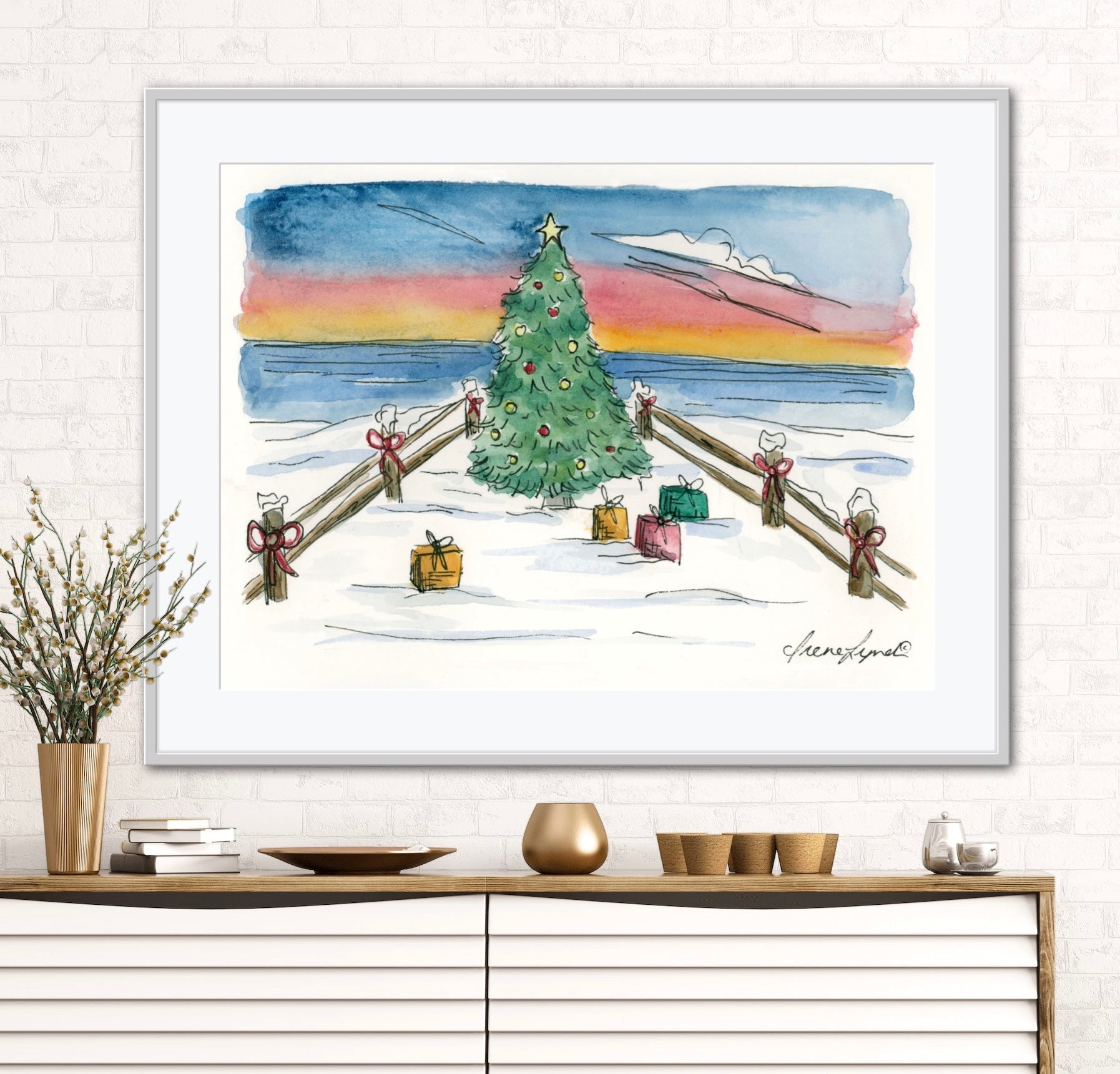 christmas cape cod holiday art print