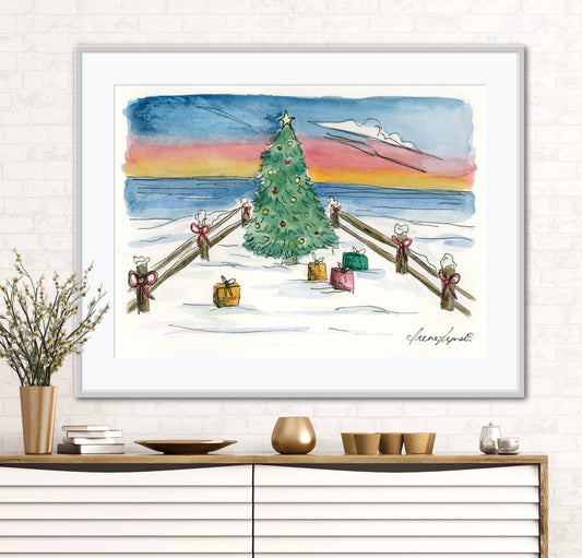 christmas cape cod holiday art print