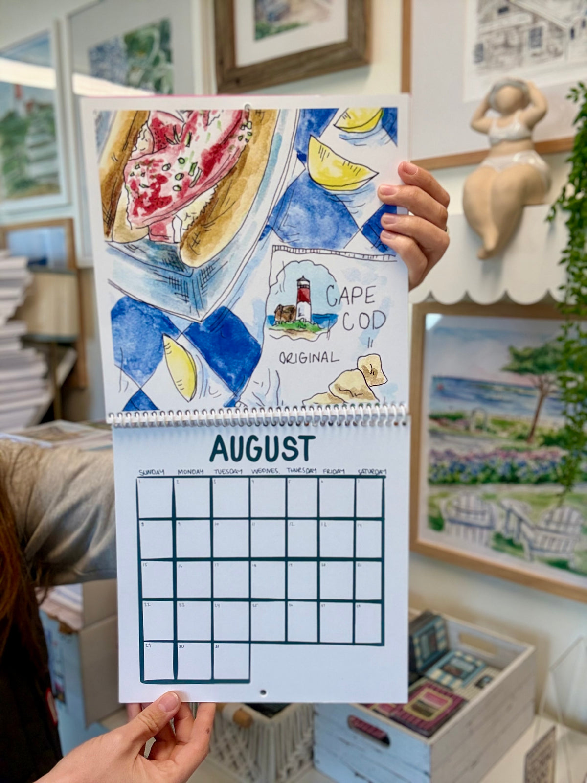 Cape Cod Watercolor Wall Calendar || Coastal Cape Cod Gift