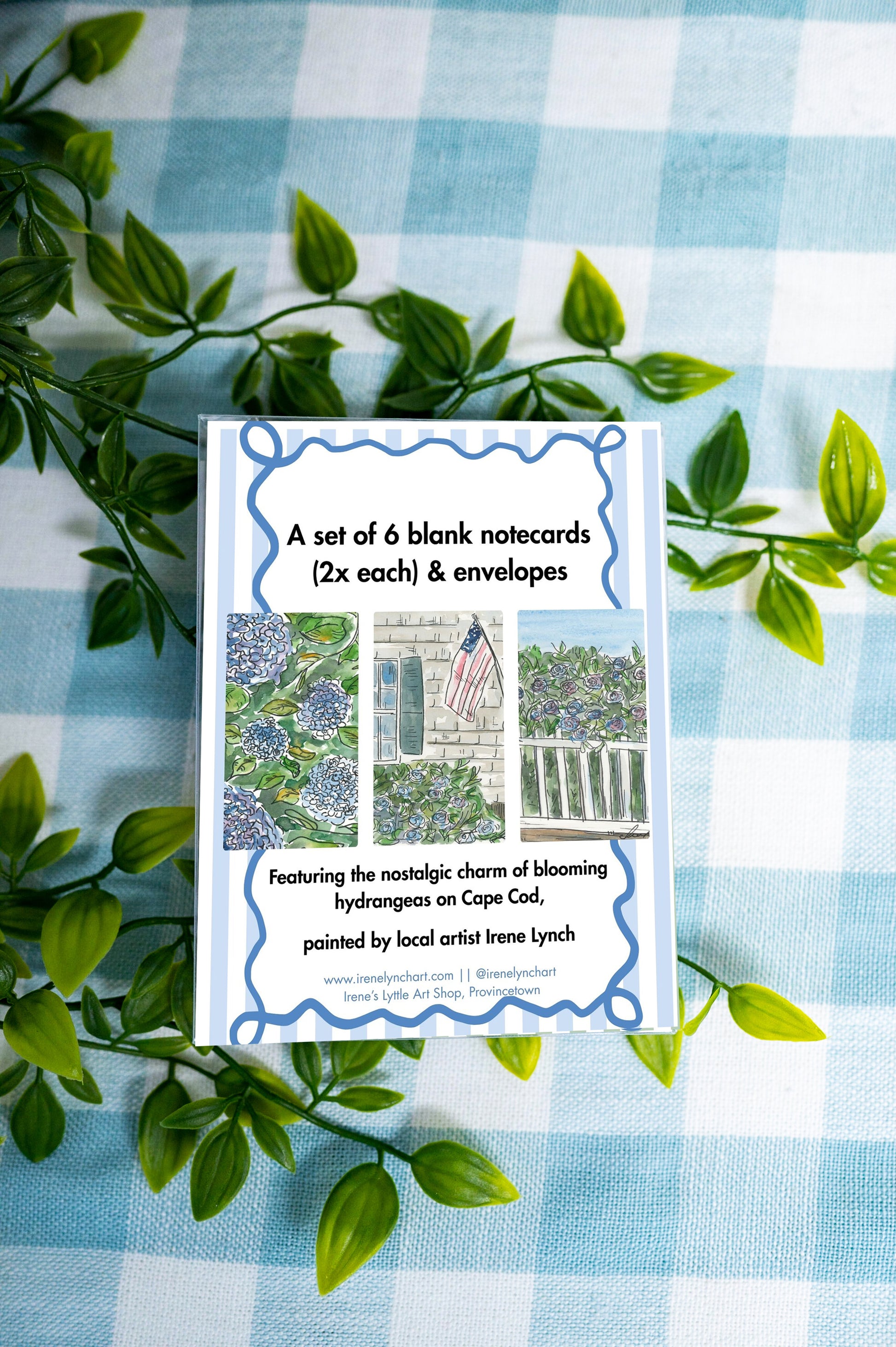 Cape Cod Bloom Notecards boxed set featuring hydrangea illustrations