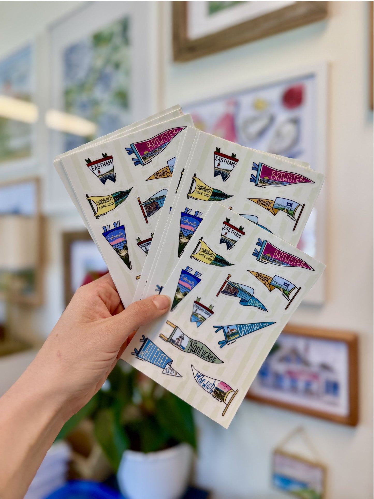 Cape Cod Pendant Flag Sticker Sheet | Coastal Town Stickers