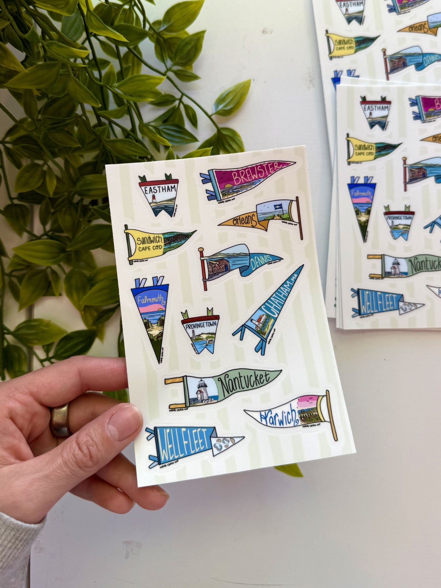 Cape Cod Pendant Flag Sticker Sheet | Coastal Town Stickers