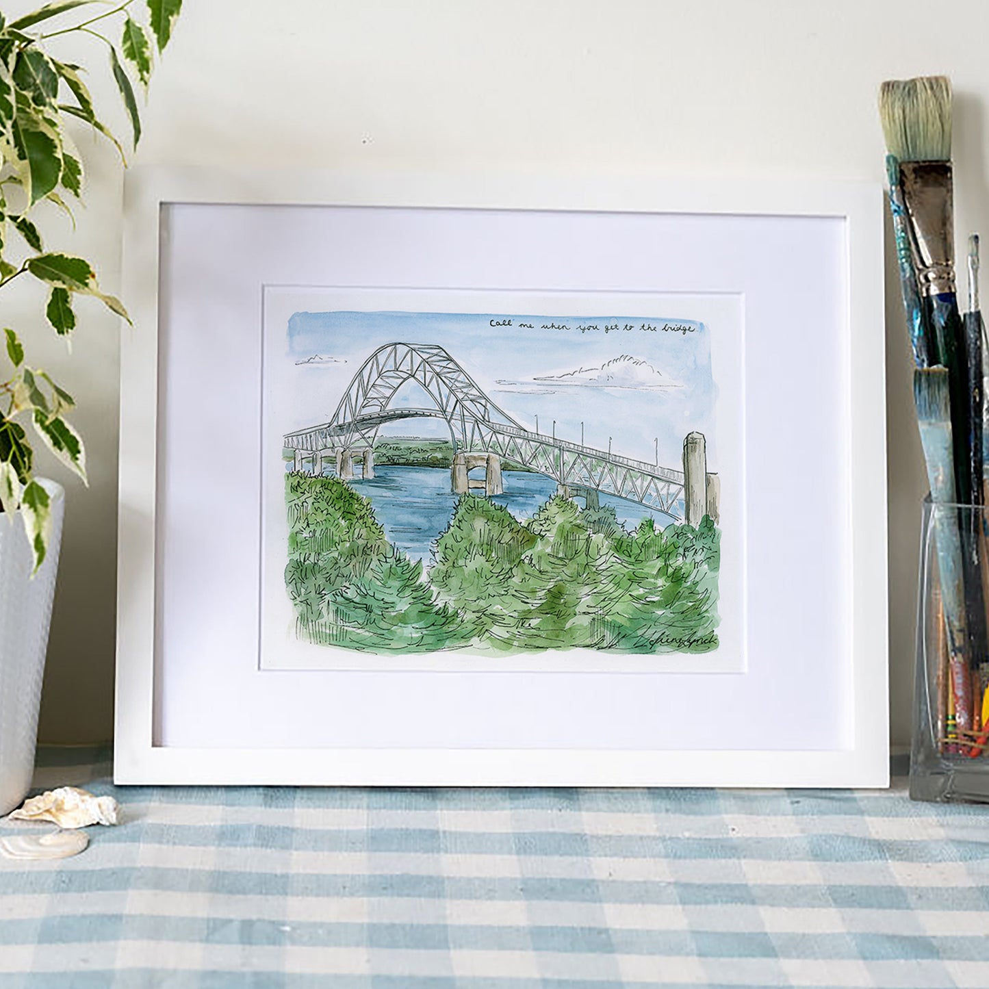 “Call Me When You Get to the Bridge” Art Print – Cape Cod Watercolor Wall Art
