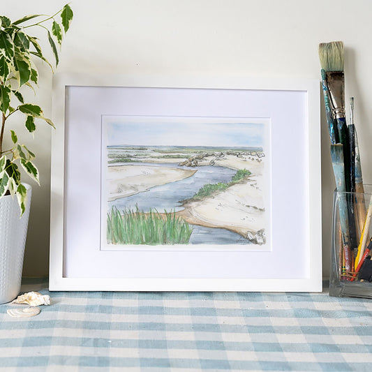 Brewster Flats Art Print – Cape Cod Watercolor Coastal Wall Art