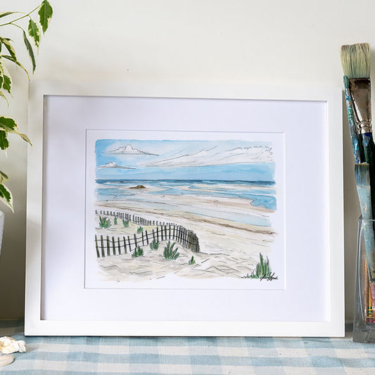 Mayflower Beach Art Print – Cape Cod Watercolor Coastal Wall Art