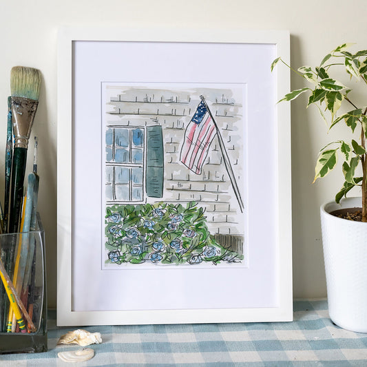 Cape Cod Homes Art Print – Coastal Watercolor Wall Art