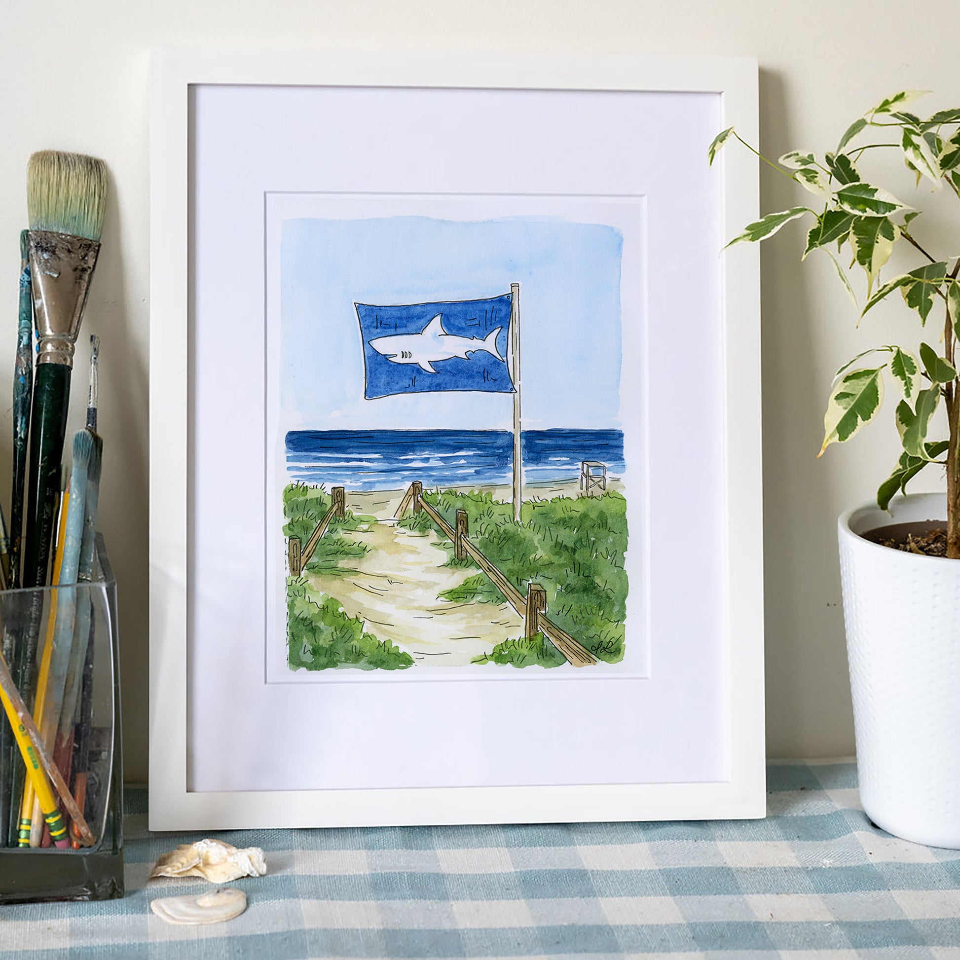 nauset beach great white shark spotting cape cod art print