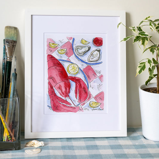 lunch at sesuit harbor cafe and capt cass orleans lobster dinner art print