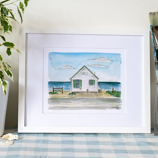 Days Cottages Art Print – Cape Cod Watercolor Coastal Wall Art