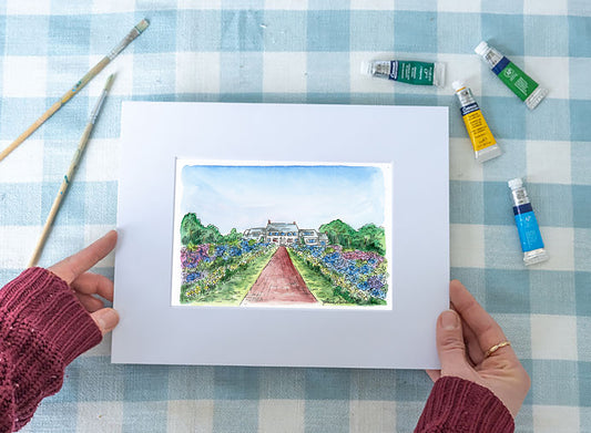 Chatham's Hydrangea House Cape Cod watercolor art print