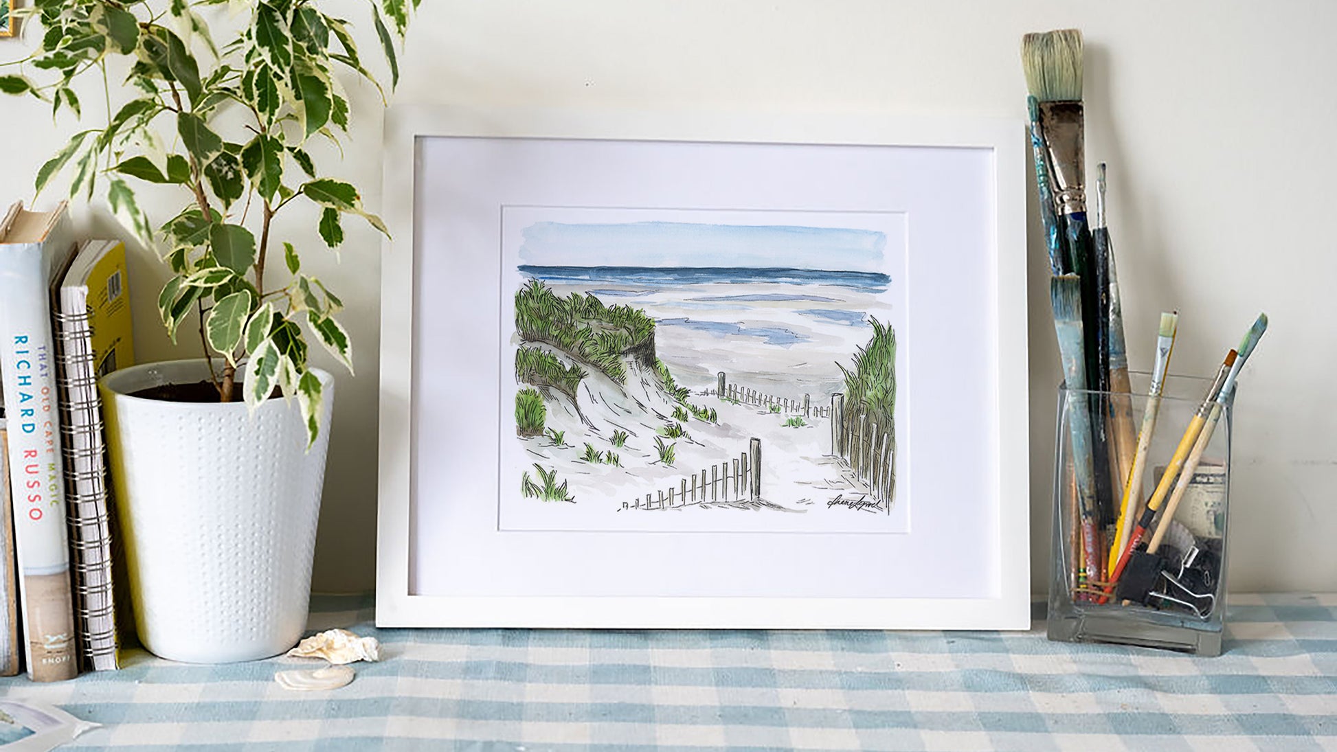 Summer Afternoons at Mayflower Beach Art Print – Cape Cod Watercolor Coastal Wall Art