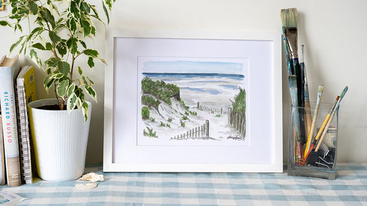 Summer Afternoons at Mayflower Beach Art Print – Cape Cod Watercolor Coastal Wall Art