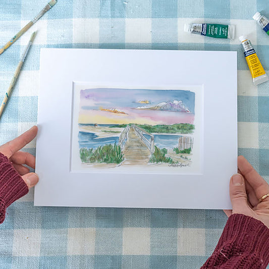 Ridgevale Beach Bridge Art Print – Chatham Cape Cod Watercolor Coastal Wall Art