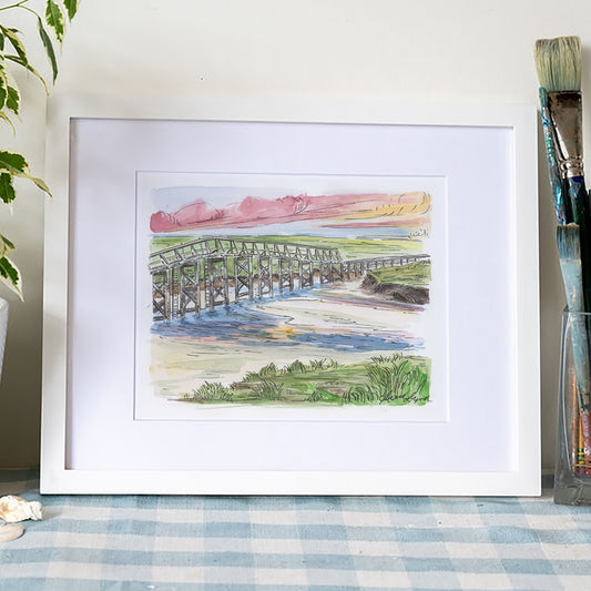 Sandwich Boardwalk Magic Art Print – Cape Cod Watercolor Coastal Wall Art