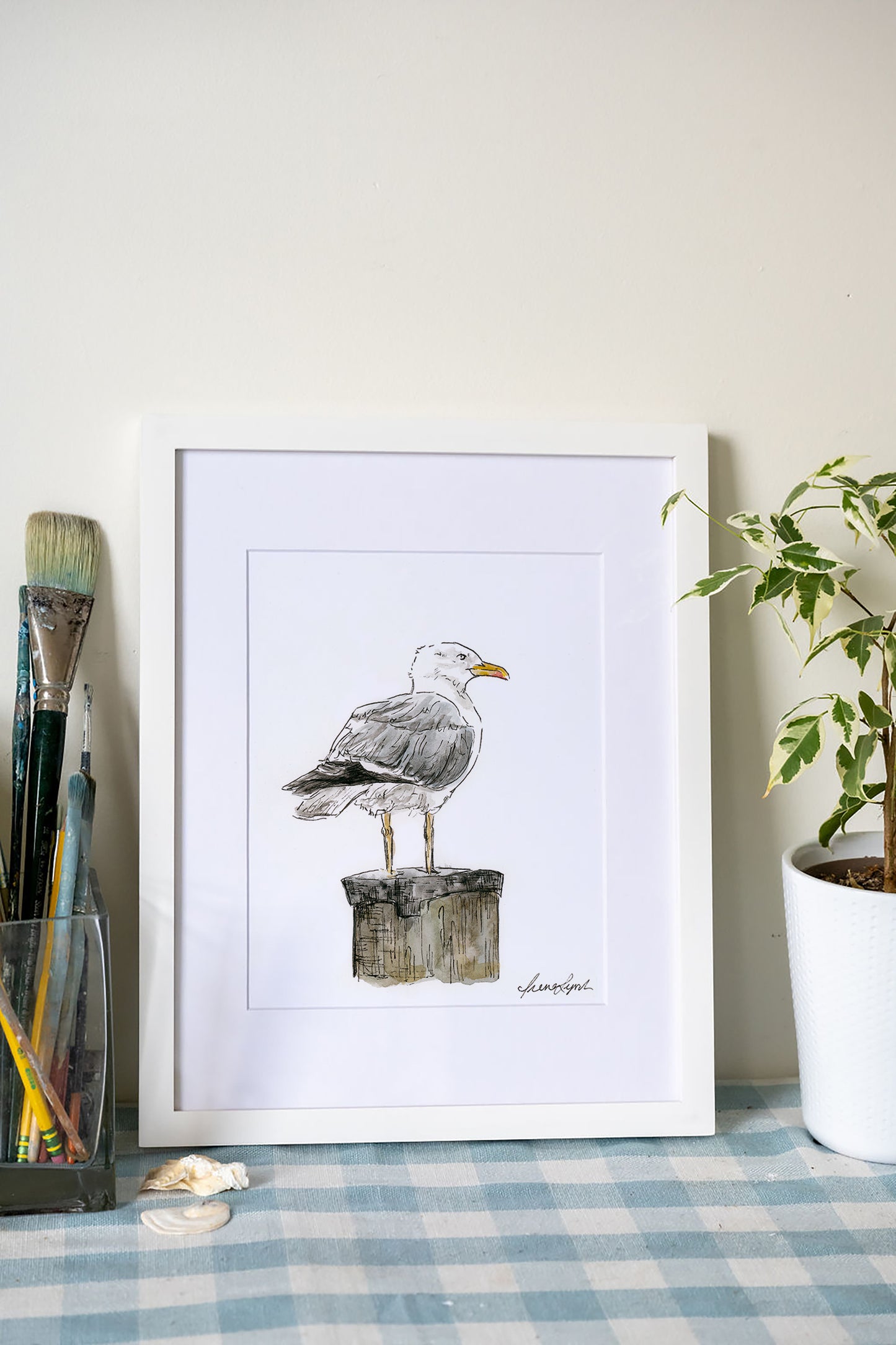Seagull Art Print – Cape Cod Watercolor Coastal Bird Wall Art