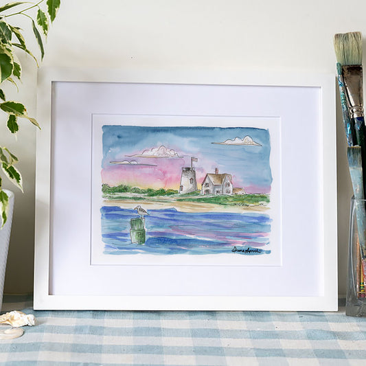 Stage Harbor Art Print – Chatham Cape Cod Watercolor Coastal Wall Art