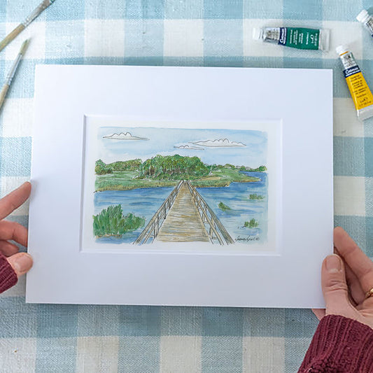 Uncle Tim’s Bridge Art Print – Wellfleet Cape Cod Watercolor Coastal Wall Art