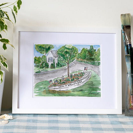 Welcome to Wellfleet Art Print – Cape Cod Watercolor Coastal Wall Art