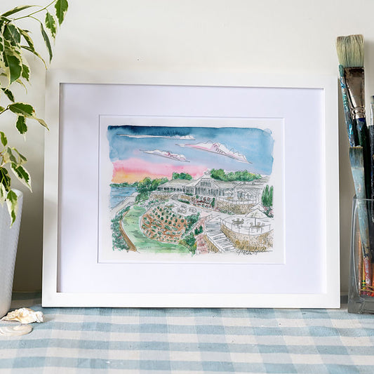 Wequassett Birds Eye View Art Print – Chatham Cape Cod Watercolor Coastal Wall Art
