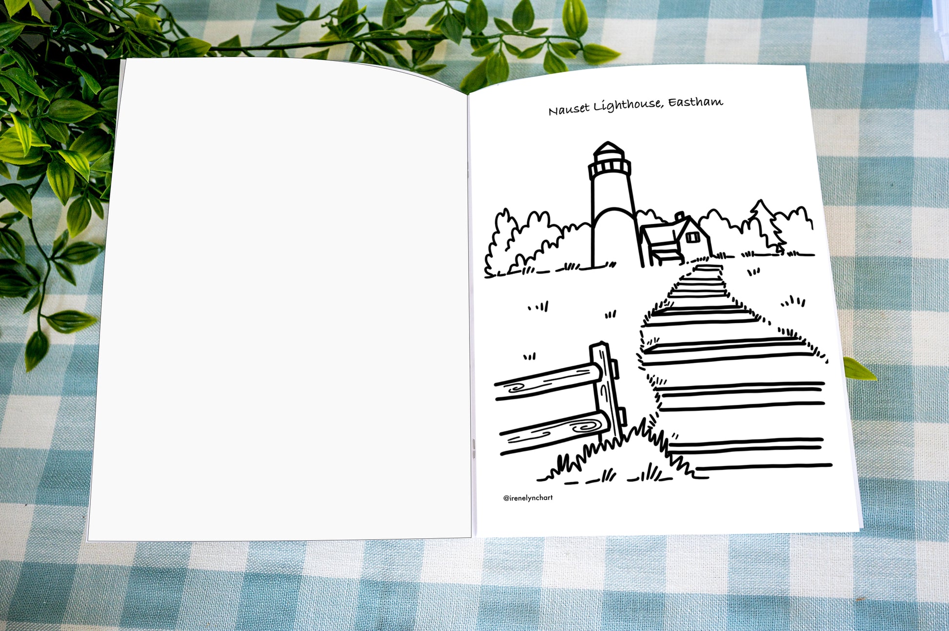 Cape Cod coloring book featuring Provincetown Chatham Wellfleet and Nantucket illustrations and Nauset Light Eastham