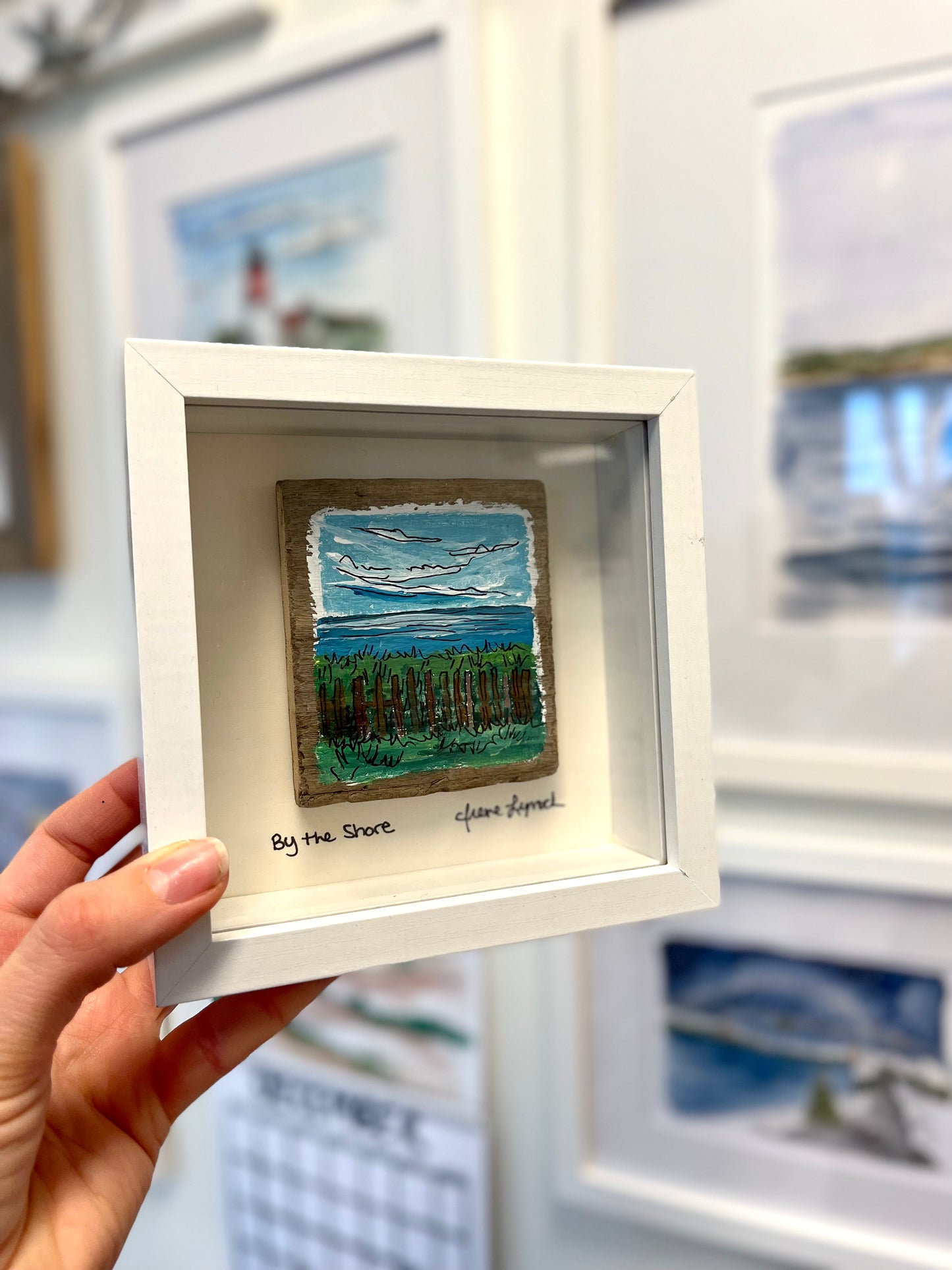 "By The Shore" Framed Oyster Painting